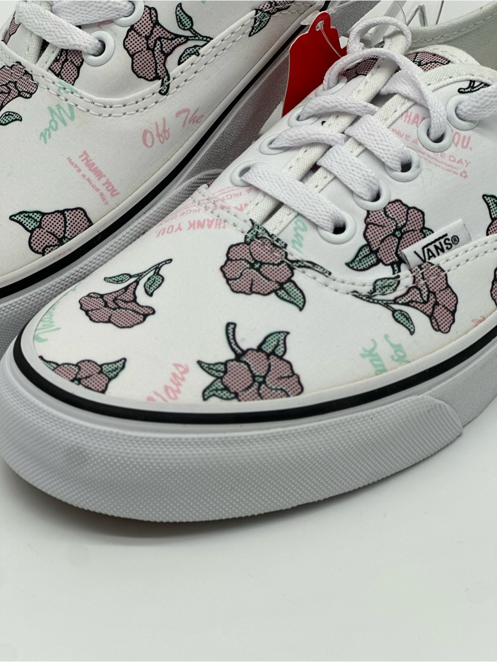 Vans White Low-Top Sneakers with Pink Floral Print - Picture 2 of 9